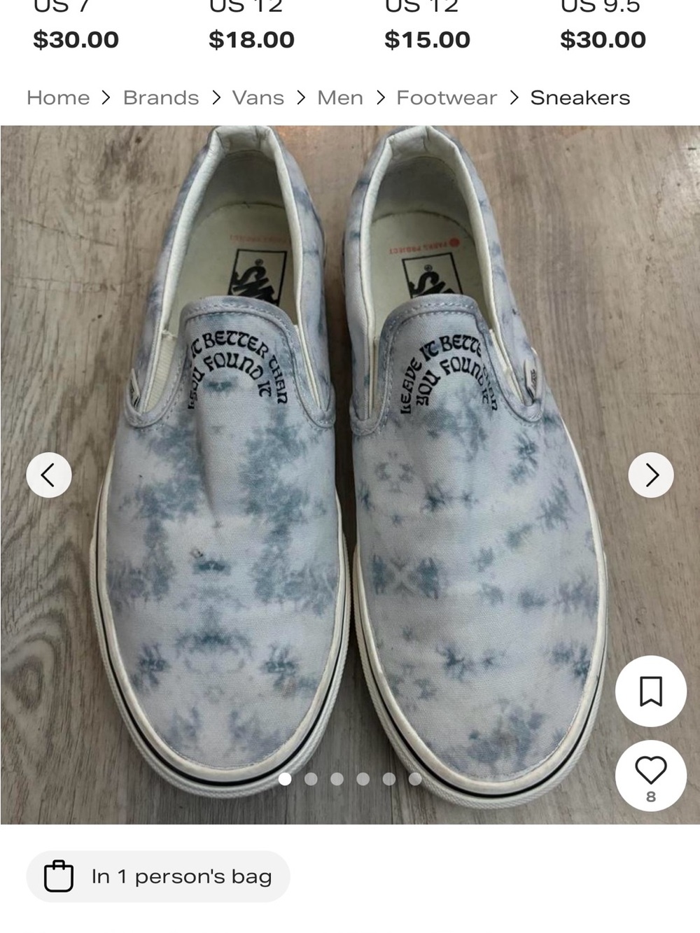 Vans Tie-Dye Slip-On Sneakers Size 8